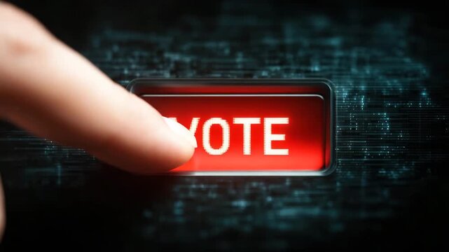 finger touch digital glowing vote button animation