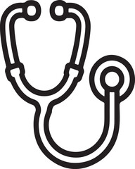 An isolated metal stethoscope is hooked like a sharp fishing tackle against a red background, symbolizing a medical catch for healthcare equipment and hospital heart care