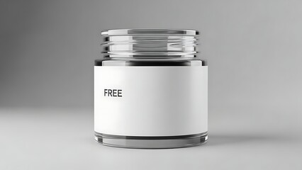 Glass Jar with Free Label on White Background.
