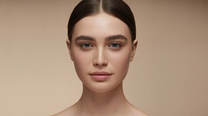 Portrait young woman neutral background