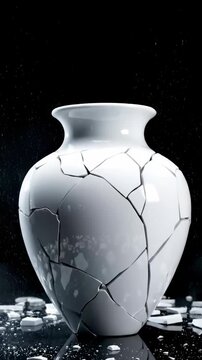 Glass shatters at a dramatic moment in a dark setting