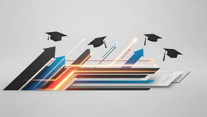 Graduation Caps on Rising Graph Bars.