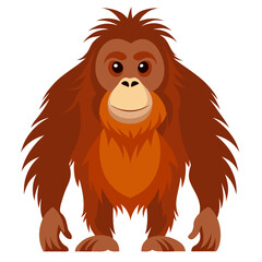 Obraz premium Cute cartoon Orangutan monkey. Cute cartoon young primate symbolizing wildlife and animal life. Perfect for educational projects, children’s design, zoo and wildlife. Isolated vector illustration