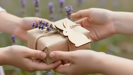 Hands Exchanging Sustainable Easter Gift