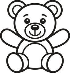 A cute brown plush teddy bear sitting in a fun cartoon vector illustration with a heart gift design for a child