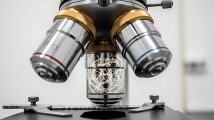 Microscope with Illuminated Sample in Modern Laboratory Setting