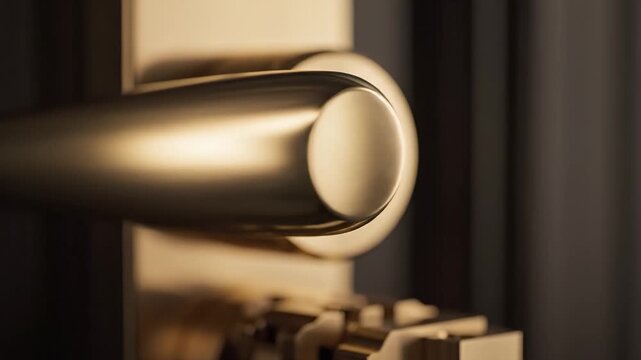 Closeup of a metallic door handle
