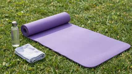 Yoga Mat On Green Grass