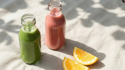 Healthy Smoothies On Picnic Blanket