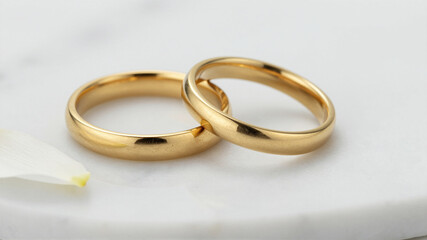 Gold Wedding Rings On Marble