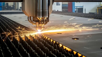 Industrial Laser Cutting Machine in Factory.