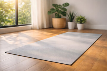 Minimal Yoga Mat in Sunlit Home for Wellness and Mindfulness Practice