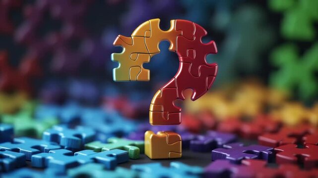 A vibrant illustration of a question mark made up of colorful puzzle pieces, representing problem-solving and inquiry. Question Day
