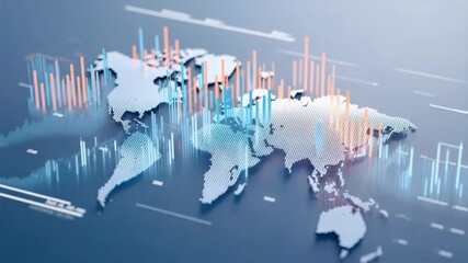Digital world map with financial data visualizations, representing global economic trends and market analysis. - Powered by Adobe