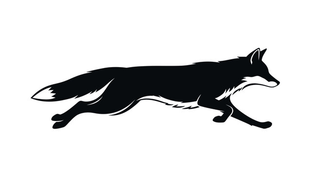 Running Fox Silhouette Animal Illustration.