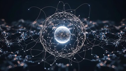 Futuristic Network Structure with Central Node and Interconnected Lines. - Powered by Adobe