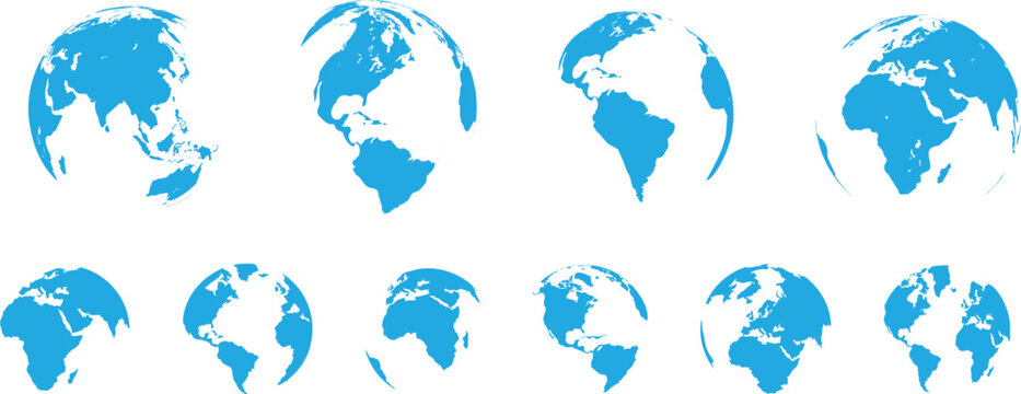 blue globe icons