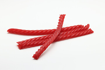 Red Licorice candy isolated on white background