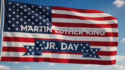 Martin Luther King Jr. Day Tribute with Waving American Flag