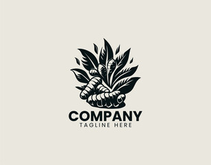 Fototapeta premium Turmeric root illustrated as clean black vector logo design
