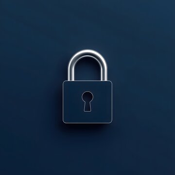 lock and key on blue background