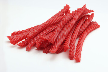 Red Licorice candy isolated on white background