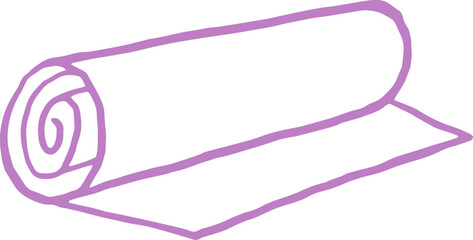 Hand Drawn Rolled Yoga Mat Illustration. Hand Drawn Yoga, Meditation and Wellness  Doodles Series