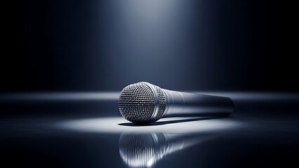 Microphone on Stage Spotlight Performance.