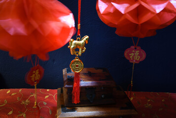 Chineses new  year  celebrations  year  of the  horses  waving  cat 