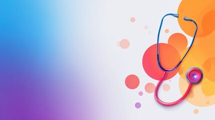 Modern stethoscope with vibrant gradient background and abstract circles, symbolizing health and innovation