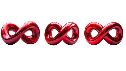Futuristic Red M&ouml;bius Shape with Polished Surface, Modern Art Object, transparent background
