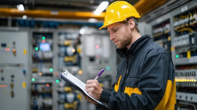 Engineer reviewing equipment condition reports in an office planning asneeded maintenance based on recent performance data.