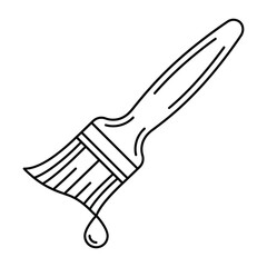 Obraz premium a black line drawing of a paintbrush with a single drop of paint