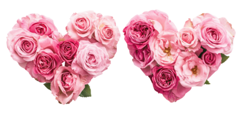 Valentine's day pink roses heart shaped bouquets, romantic love decorations