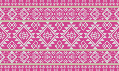 Modern Pink and White Ethnic Geometric Border Pattern for Fashion Textiles, Trendy Apparel, Vibrant Home Decor, and Seamless Fabric Background