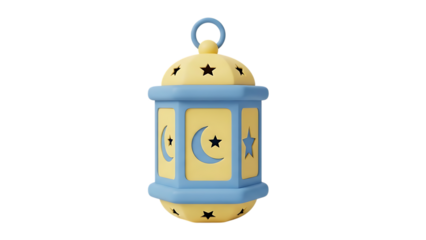 lantern cute pastel islamic lantern with crescent moon and star cutout design isolated on transparent background