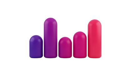 Abstract colorful bar graph visualization representing business data, statistics, and sound equalizer concept isolated PNG with Transparent Background