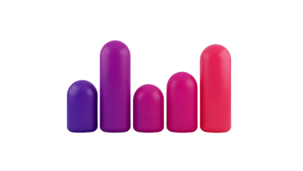 Abstract colorful bar graph visualization representing business data, statistics, and sound equalizer concept isolated PNG with Transparent Background