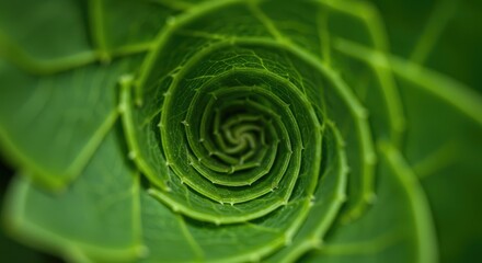 A close-up of a green plant with leaves curled into a spiral pattern