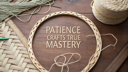 Wooden embroidery hoop with twine and motivational text