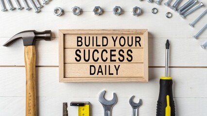 Wooden framed sign with Build Your Success Daily message