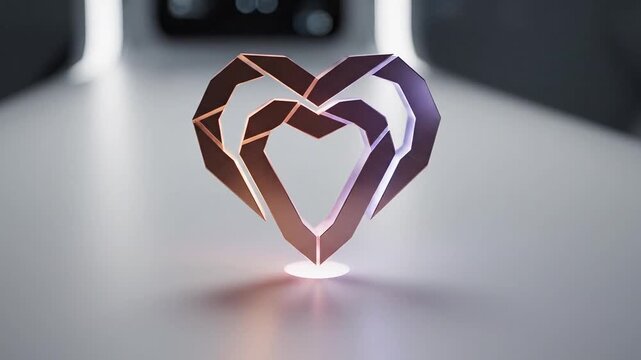 Holographic heart design displayed on a modern table surface  