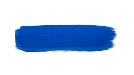 Bright blue paint brushstroke isolated design element for creative graphic art banner. isolated PNG with Transparent Background
