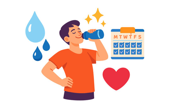 Young caucasian male staying hydrated with water bottle and weekly fitness routine