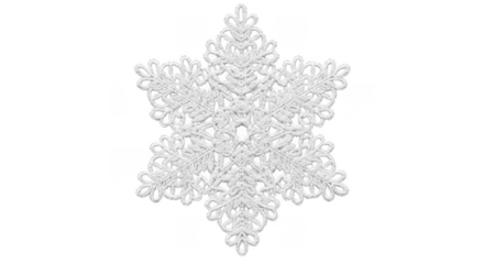White crocheted snowflake ornament on black background handmade winter