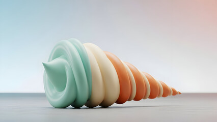 Vibrantly colored spiral shell on a minimalist background