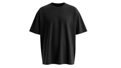 Blank black oversized t-shirt mock-up template for urban streetwear apparel design presentation isolated PNG with Transparent Background