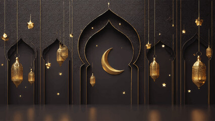 Contemporary Islamic geometric background Charcoal gray vector