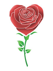 Stylized Heart Shape Red Rose Floral Design