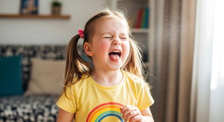 Girl Sneezing Indoors.